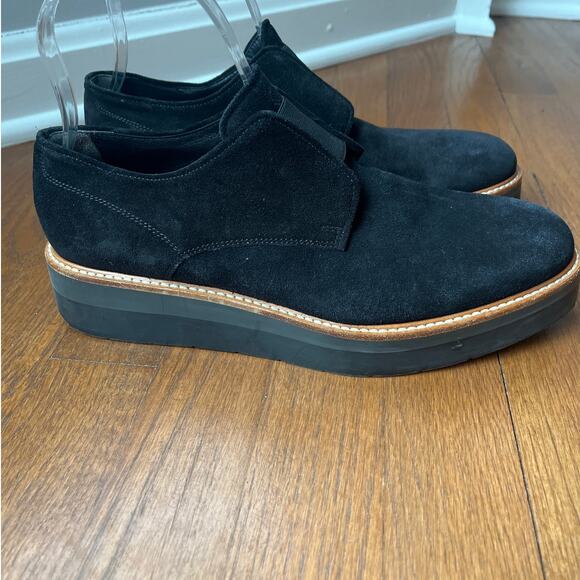 Vince Davy Black Suede Slip-on Platform Oxford 8.5 - Picture 6 of 9